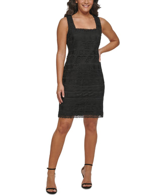 Kensie Women's Lace Square Neck Sheath Dress Black Size 6