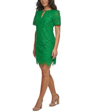 Kensie Women's Lace Shift Dress Green Size 6
