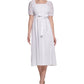 Kensie Women's Eyelet Smocked Puff Sleeve Belted Midi Dress White Size 2