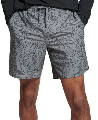 Bass Outdoor Men's Maps Quick-Dry 7 Shorts Grey Size XL