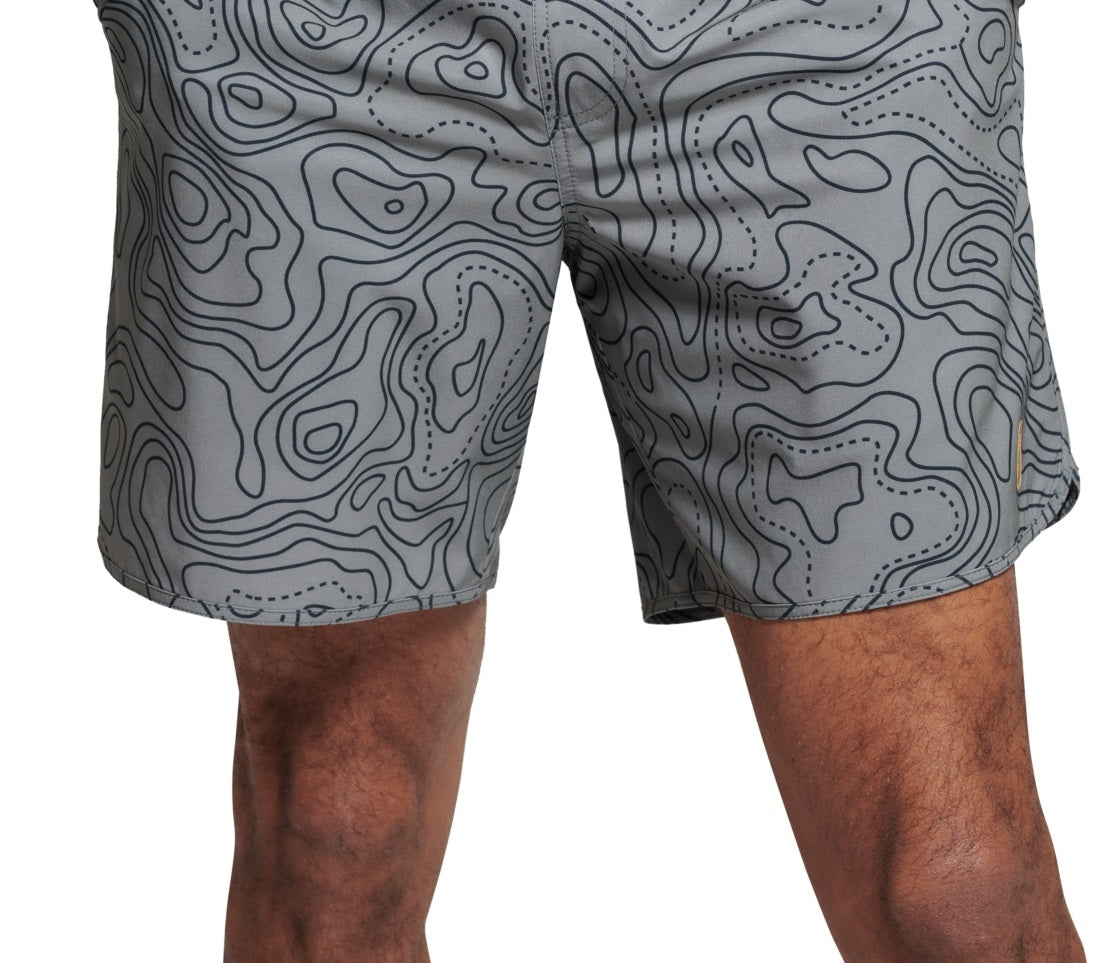 Bass Outdoor Men's Maps Quick Dry Shorts Gray Size Large