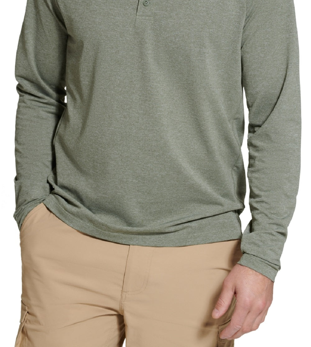 Bass Outdoor Men's Hilltop Long Sleeve Henley Green Size Medium