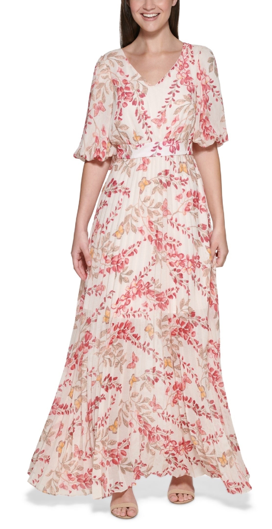 Kensie Women's Pleated Skirt Maxi Dress Pink Size 6