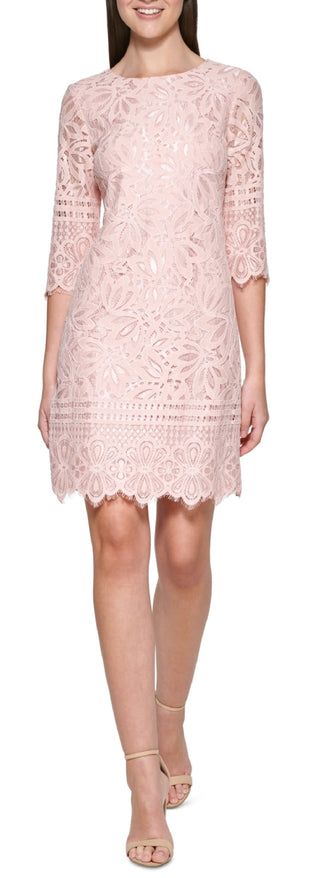 Kensie Women's Lace Sheath Dress Pink Size 4