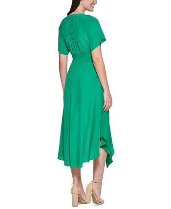 Kensie Women's Handkerchief Hem Midi Dress Green Size 16