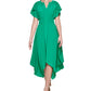Kensie Women's Handkerchief Hem Midi Dress Green Size 16