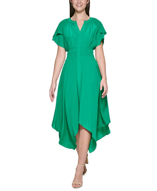 Kensie Women's Handkerchief Hem Midi Dress Green Size 16
