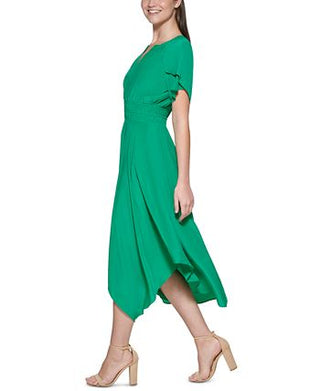 Kensie Women's Handkerchief Hem Midi Dress Green Size 12
