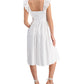 Kensie Women's Embroidered Flutter Sleeve Midi Dress White Size 8