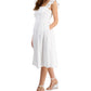 Kensie Women's Embroidered Flutter Sleeve Midi Dress White Size 8