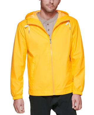 Club Room Men's Rubberized Lightweight Hooded Rain Jacket Yellow Size X-Large