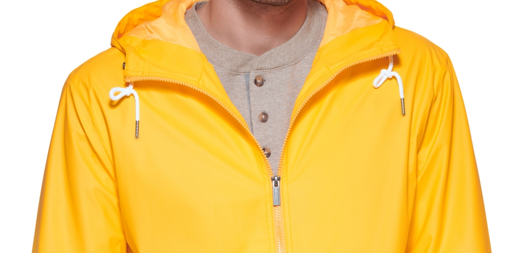 Club Room Men's Rubberized Lightweight Hooded Rain Jacket Yellow Size X-Large