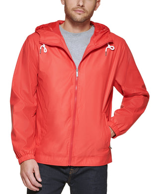 Club Room Men's Rubberized Lightweight Hooded Rain Jacket Red Size X-Large