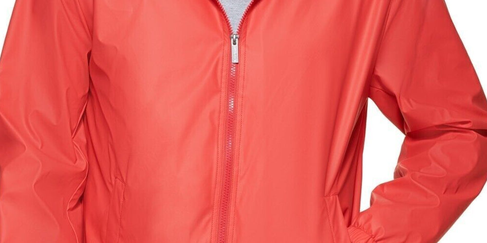 Club Room Men's Rubberized Lightweight Hooded Rain Jacket Red Size Medium