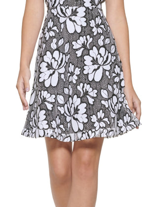 Kensie Women's Floral Lace A Line Dress Black Size 8