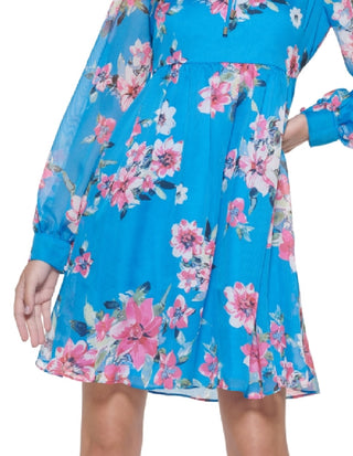 Kensie Women's Floral Printed Shift Dress Blue Size 4