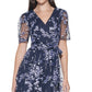 Kensie Women's Faux Wrap Embroidery Midi Dress Blue Size 6
