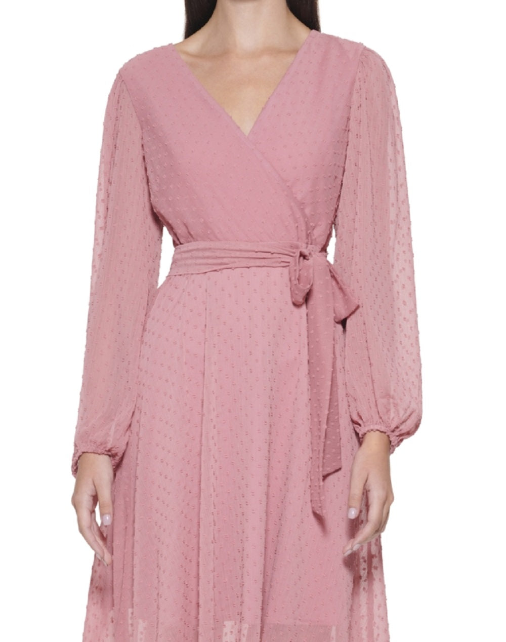 Kensie Women's Clip Dot Faux Wrap Dress Pink Size 6