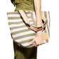 Tory Burch Women's Gracie Striped Canvas Tote Green Size Regular