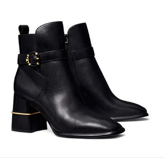 Tory Burch Women's Multi Logo Buckle Boot Black Size 8.5
