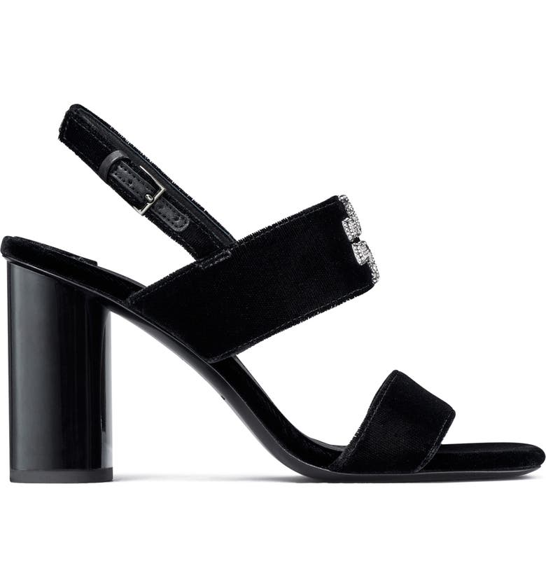 Tory Burch Women's Eleanor Pavé Slingback Sandal Black Size 9.5