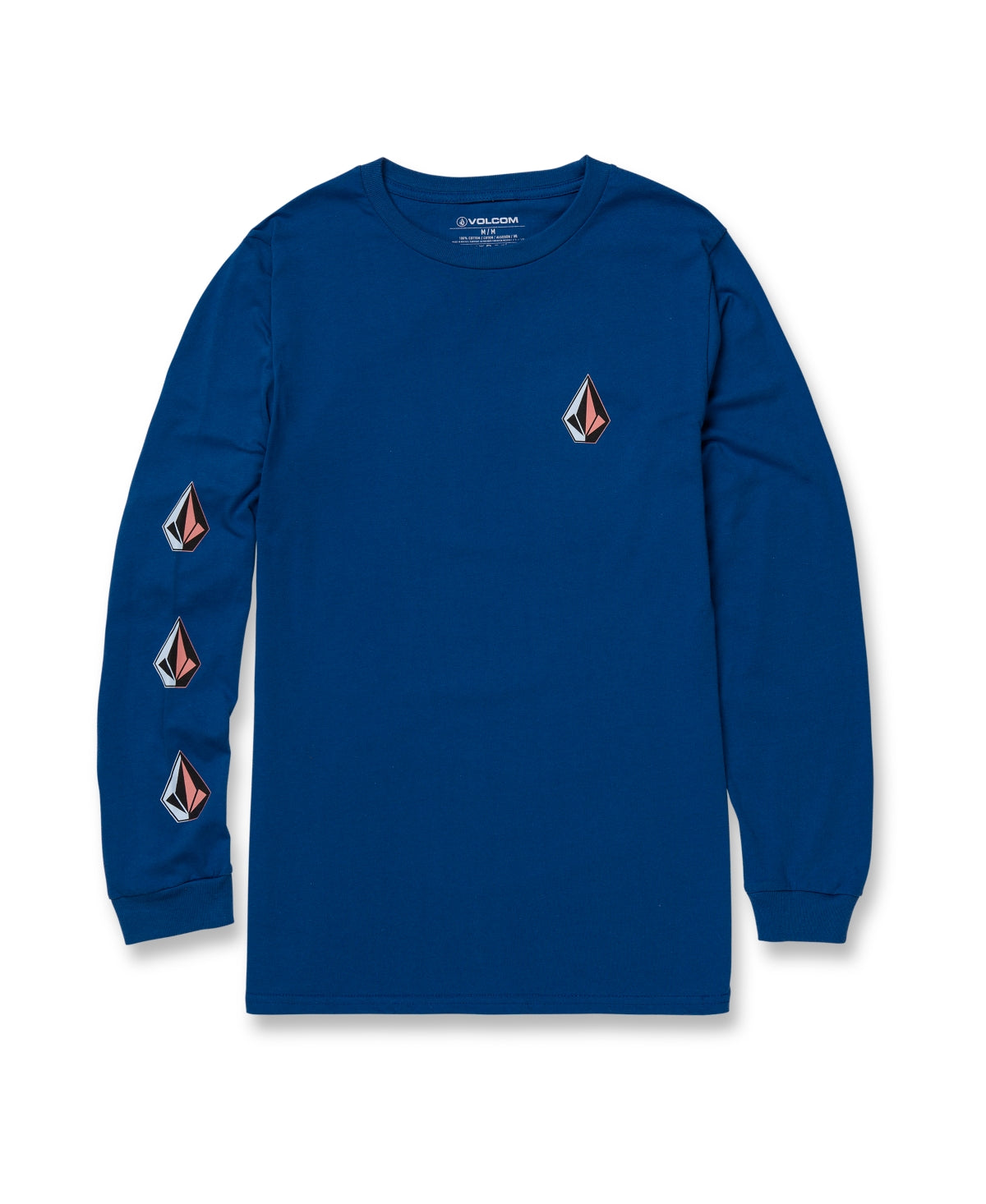 Volcom Men's Iconic Stone Long Sleeve T-shirt Blue Size Medium