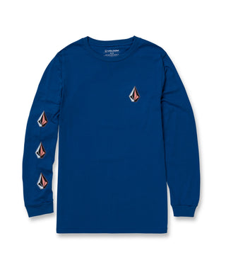 Volcom Men's Iconic Stone Long Sleeve T-shirt Blue Size Large