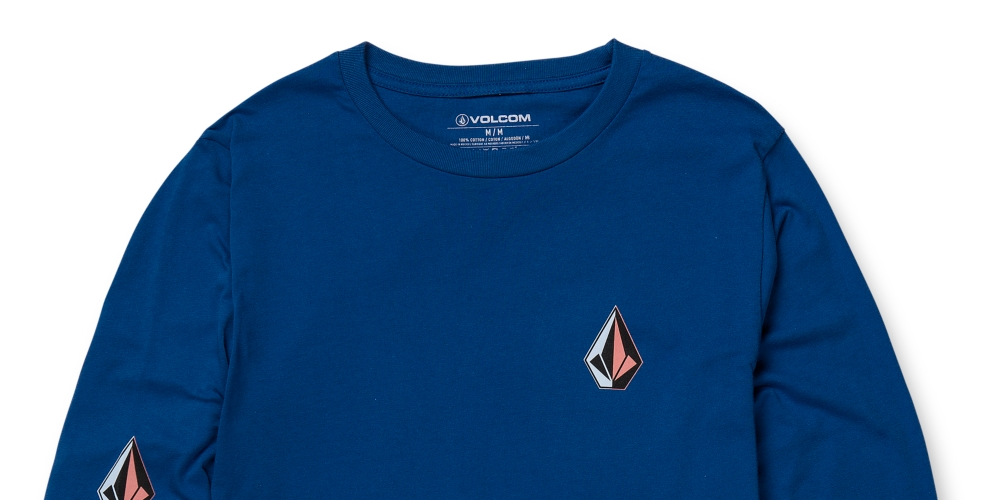 Volcom Men's Iconic Stone Long Sleeve T-shirt Blue Size Large