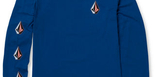 Volcom Men's Iconic Stone Long Sleeve T-shirt Blue Size Large