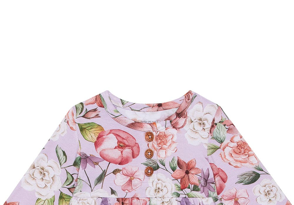 Posh Peanut Pari Long Sleeve Floral Ruffle Top & Ruffle Bloomers in Light/Pastel Purple Size 18-24M