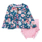 Posh Peanut Keisha Floral Peplum Top & Ruffle Bloomers in Open Blue Size 18-24M