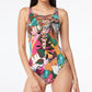 Bleu Rod Beattie Women's Printed Lace Up Over The Shoulder One Piece Swimsuit Green Size 12