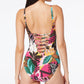 Bleu Rod Beattie Women's Printed Lace Up Over The Shoulder One Piece Swimsuit Green Size 12