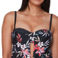Bar III Women's Floral Print Tankini Top Swimsuit Black