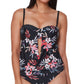 Bar III Women's Floral Print Tankini Top Swimsuit Black