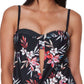 Bar III Women's Floral Print Tankini Top Swimsuit Black Size Large