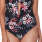 Bar III Women's Floral Print Tankini Top Swimsuit Black Size Large