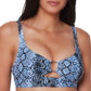 Bar III Women's Slitherin Ring Front Bikini Top Swimsuit Blue