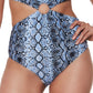 Bar III Women's Printed Ring Monokini One Piece Swimsuit Blue