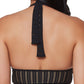Bar III Women's Crochet Halter Bikini Top Swimsuit Black