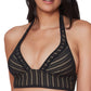 Bar III Women's Crochet Halter Bikini Top Swimsuit Black