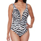 Bar III Women's Printed V Neck One Piece Swimsuit White Size Medium