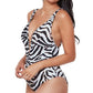 Bar III Women's Printed V Neck One Piece Swimsuit White Size Medium