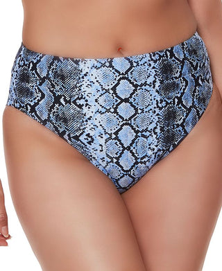 Bar III Women's Slitherin High Rise Bikini Bottoms Swimsuit Blue