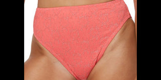 Jessica Simpson Women's Flower Power Printed High Waist Bikini Bottoms Swimsuit Orange Size Small