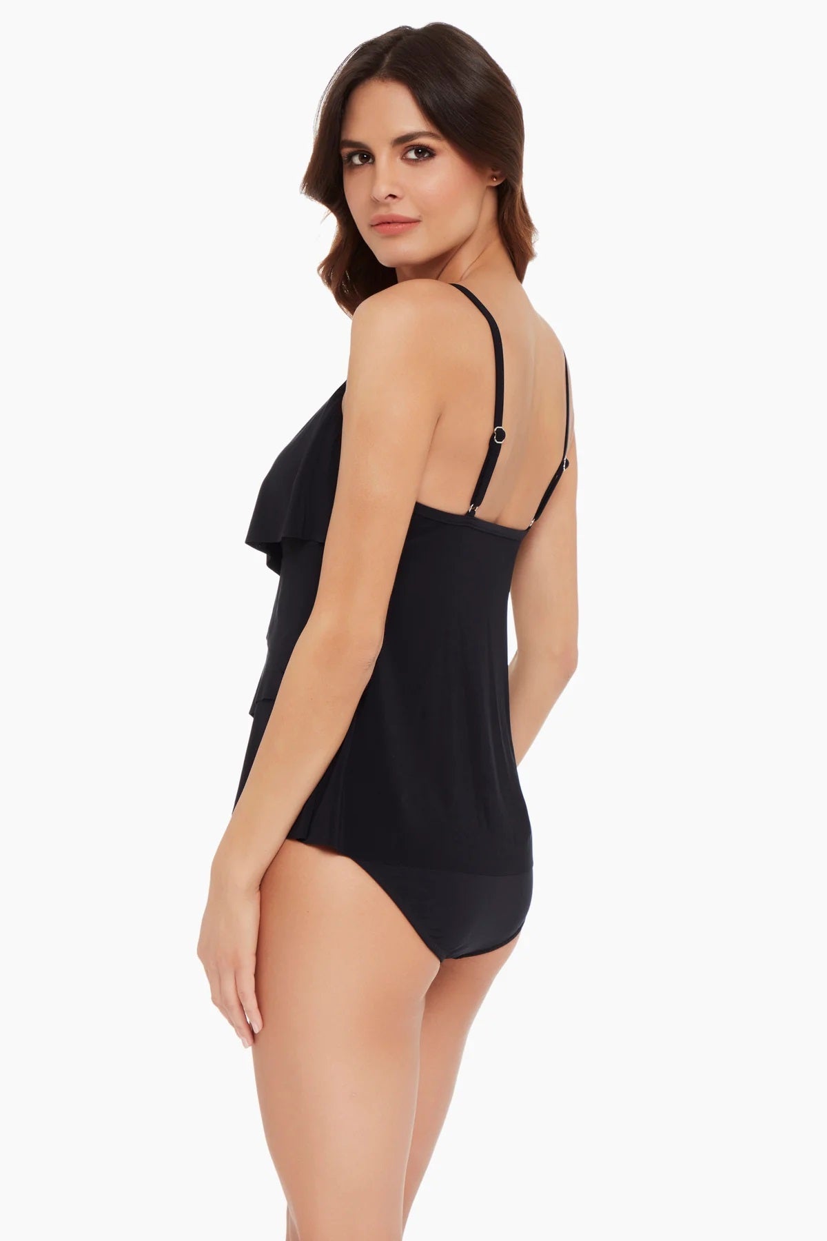 Beyond Control Women's Solid Citizen Tiered One Piece Swimsuit Black