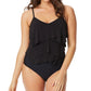 Beyond Control Women's Solid Citizen Tiered One Piece Swimsuit Black