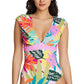 Rod Beattie Women's Cap Sleeve Mio One-Piece Swimsuit Green Size 4