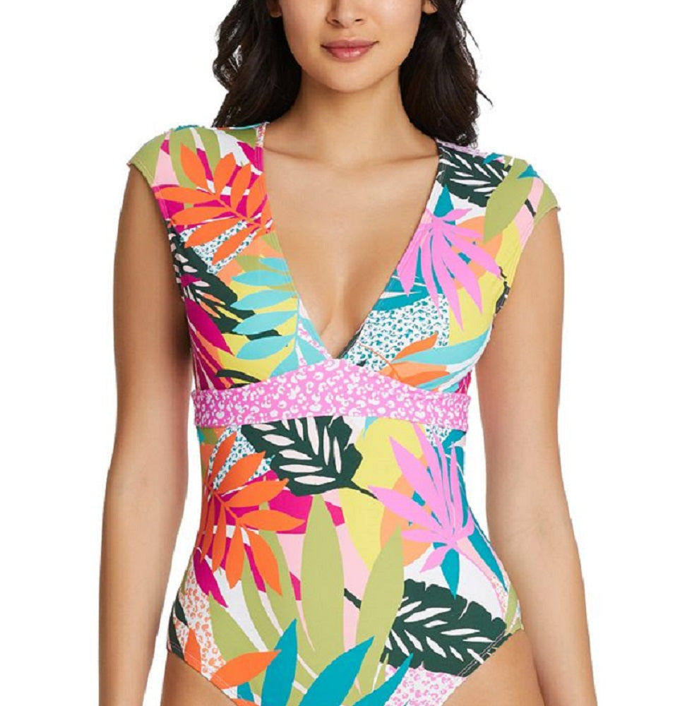 Rod Beattie Women's Cap Sleeve Mio One-Piece Swimsuit Green Size 4