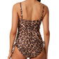 Bar III Women's Beach Cheetah Lace Up One Piece Swimsuit Brown Size Large